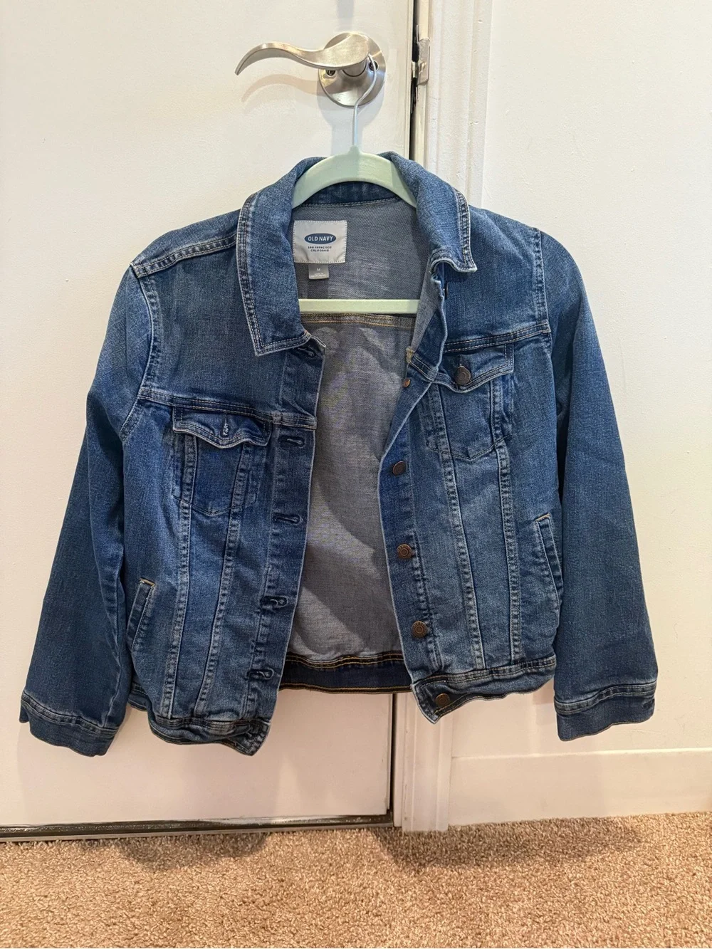 Old Navy Medium Blue Denim Jacket with Button Front